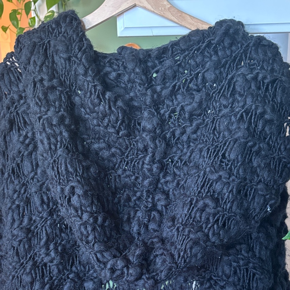 For Love And Lemons Black Open-Knit Cardigan with a Hood - Picture 4 of 9